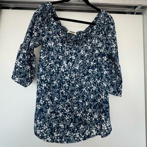 Women’s Verse Off the Shoulder Navy & White Floral Top M